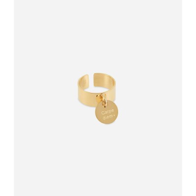 Bague Zag en acier doré, taille ajustable