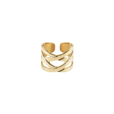 Bague Zag en acier doré, taille ajustable