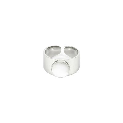 Bague Zag Carla en acier et pierre naturelle, taille ajustable