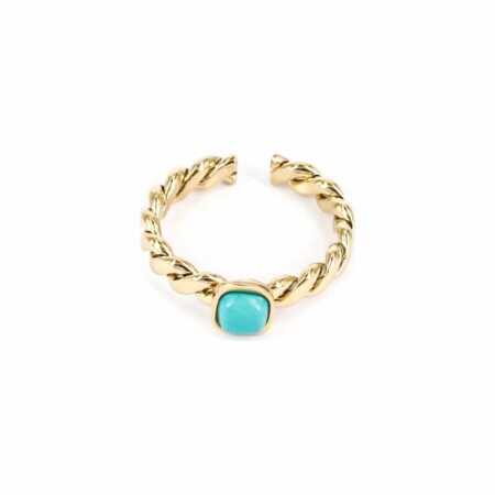 Bague Zag en acier doré et turquoise