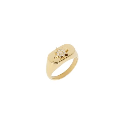 Bague Zag en acier doré et oxyde de zirconium, taille XXXS