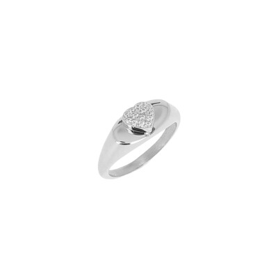 Bague Zag en acier et oxyde de zirconium, taille XXS
