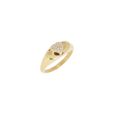 Bague Zag en acier doré et oxyde de zirconium, taille XS