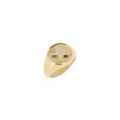 Bague Zag en acier doré et oxyde de zirconium, taille XXS