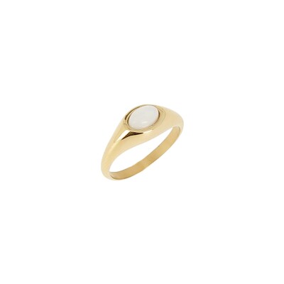 Bague Zag en acier doré et nacre, taille XXS