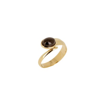 Bague Zag en acier doré et onyx, taille ajustable