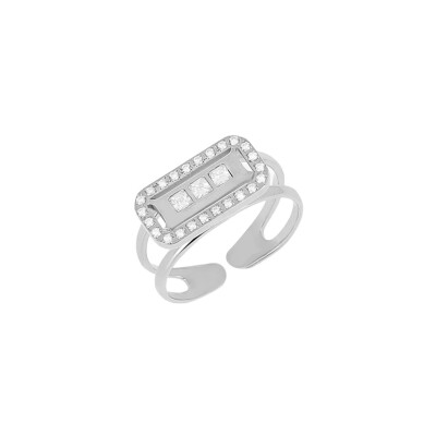 Bague Zag Cléophée  en acier et oxyde de zirconium