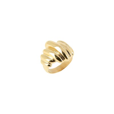 Bague Zag en acier doré, taille L