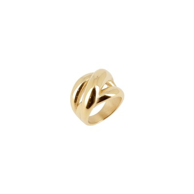Bague Zag en acier doré, taille M