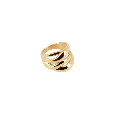 Bague Zag en acier doré, taille M