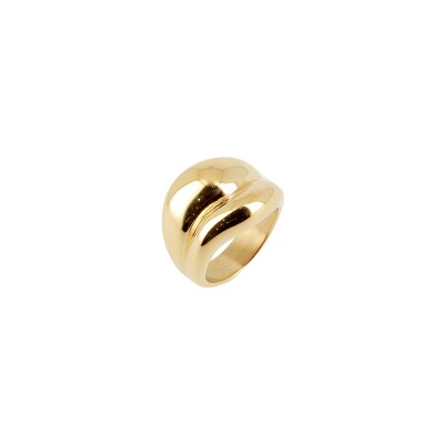 Bague Zag en acier doré, taille M