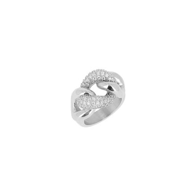 Bague Zag en acier et oxyde de zirconium, taille S