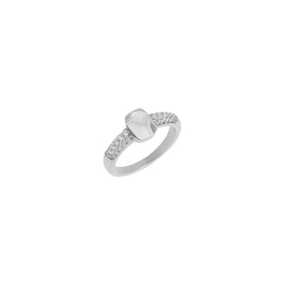 Bague Zag en acier et oxyde de zirconium, taille XS
