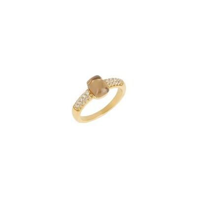 Bague Zag en acier doré et oxyde de zirconium, taille S
