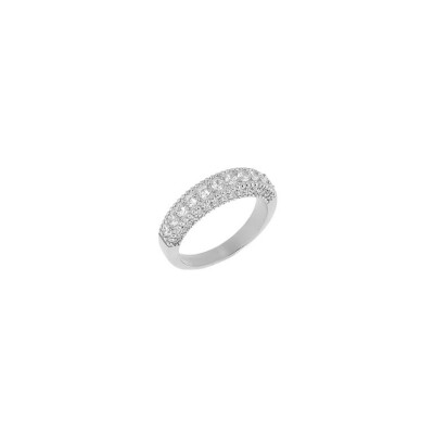 Bague Zag en acier et oxyde de zirconium, taille S