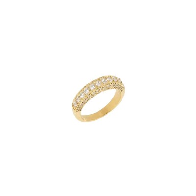 Bague Zag en acier doré et oxyde de zirconium, taille XS