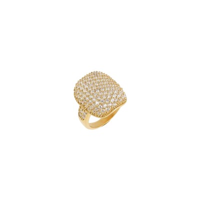 Bague Zag Renesmée en acier doré et oxyde de zirconium, taille M