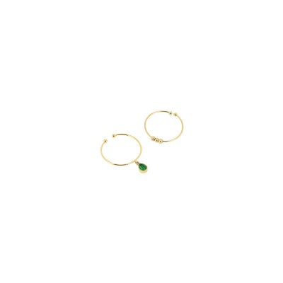 Bague Zag en acier doré, malachite et oxyde de zirconium, taille ajustable