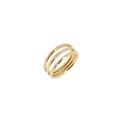 Bague Zag en acier doré et oxyde de zirconium, taille L