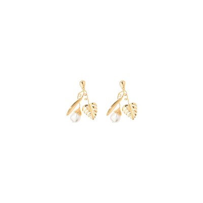 Boucles d'oreilles Aurélie Bidermann Grigri en métal doré et perle