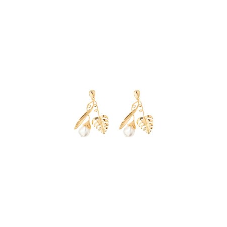 Boucles d'oreilles Aurélie Bidermann Grigri en métal doré et perle