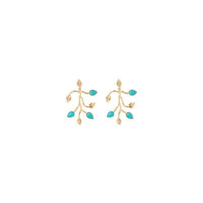 Boucles d'oreilles Aurélie Bidermann True Blue en métal doré et turquoise