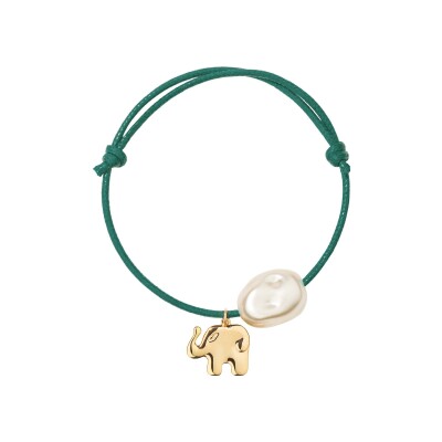 Bracelet Aurélie Bidermann Grigri en métal doré à l'or 18 carats et résine - Vert