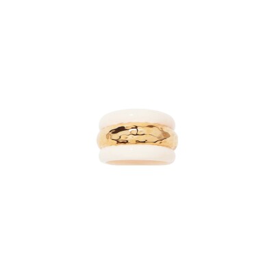 Bague Aurélie Bidermann Nazca en métal doré à l'or 18 carats et résine - Ivoire