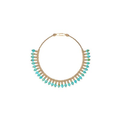 Collier Aurélie Bidermann Theda en métal doré et turquoise