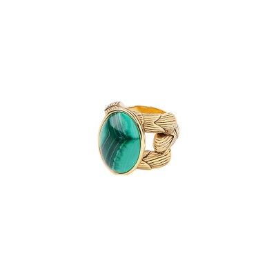 Bague Aurélie Bidermann Tucuma en métal doré et malachite