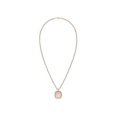 Collier Aurélie Bidermann Miki en métal doré à l'or 18 carats et quartz rose