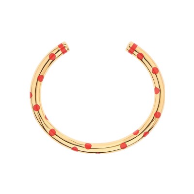 Bracelet Aurélie Bidermann Positano en métal doré à l'or 18 carats et résine - Vermillon