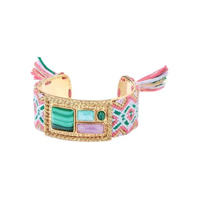 Bracelet Aurélie Bidermann Malli en métal doré à l'or 18 carats - Malachite