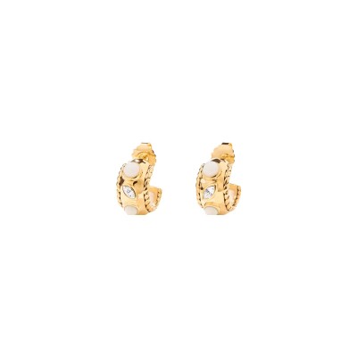Boucles d'oreilles créoles Aurélie Bidermann Douliou en résine et métal doré à l'or 18 carats