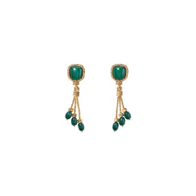Boucles d'oreilles Aurélie Bidermann Miki en métal doré à l'or 18 carats et malachite - Malachite