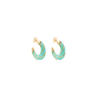 Boucles d'oreilles créoles Aurélie Bidermann Diana en métal doré à l'or 18 carats et bakélite - Acqua