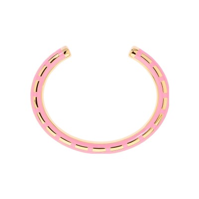 Bracelet Aurélie Bidermann Positano en résine et métal doré à l'or 18 carats - Rose Vichy