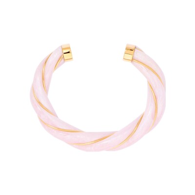 Bracelet jonc Aurélie Bidermann Diana en résine et métal doré à l'or 18 carats - Nacre
