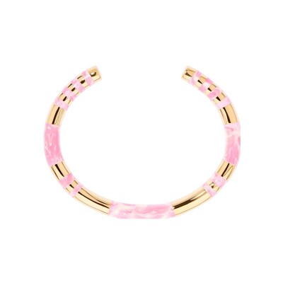 Bracelet Aurélie Bidermann Positano en résine et métal doré à l'or 18 carats - Tie-Dye Rose Ivoire