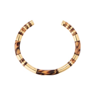 Bracelet Aurélie Bidermann Positano en résine et métal doré à l'or 18 carats - Tie-Dye Oeil De Tigre