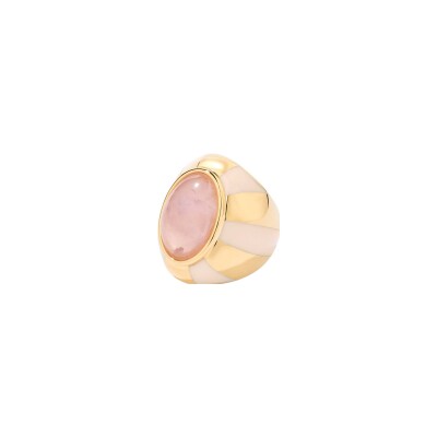 Bague Aurélie Bidermann Mirasol en métal doré à l'or 18 carats et quartz rose