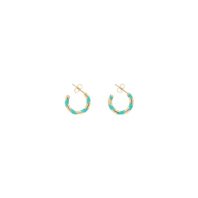 Boucles d'oreilles Aurélie Bidermann Positano en résine et métal doré à l'or 18 carats - Acqua