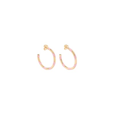 Boucles d'oreilles Aurélie Bidermann Positano en résine et métal doré à l'or 18 carats - Baby Pink