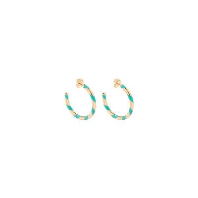 Boucles d'oreilles Aurélie Bidermann Positano en résine et métal doré à l'or 18 carats - Acqua
