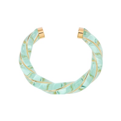 Bracelet jonc Aurélie Bidermann Diana en résine et métal doré à l'or 18 carats - Vert