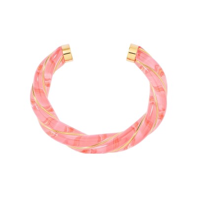 Bracelet jonc Aurélie Bidermann Diana en résine et métal doré à l'or 18 carats - Rose