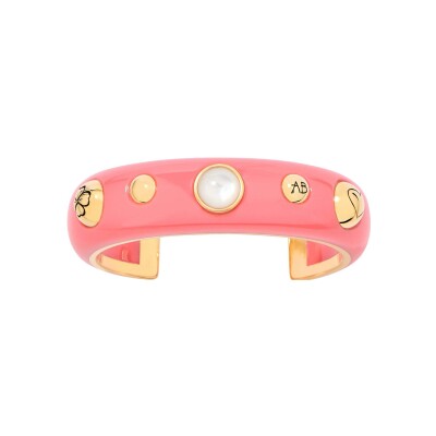Bracelet Aurélie Bidermann Dysie en résine et métal doré à l'or 18 carats - Rose