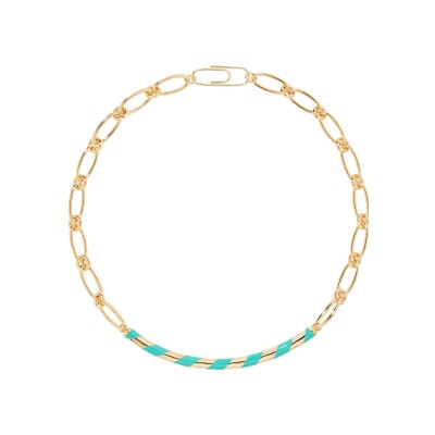 Collier Aurélie Bidermann Positano en résine et métal doré à l'or 18 carats - Acqua