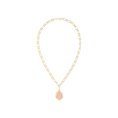 Collier Aurélie Bidermann Mirasol en métal doré à l'or 18 carats et quartz rose