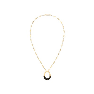 Collier Aurélie Bidermann Diana en résine et métal doré à l'or 18 carats - Noir